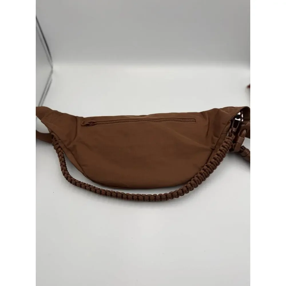 BÉIS Brown Nylon Sport Pack Belt Bag Crossbody Fanny Pack with Braided Rope